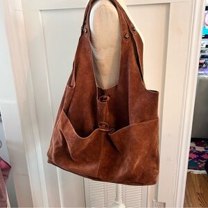 We the Free Free People Paris Suede Tote Bag slouchy brown